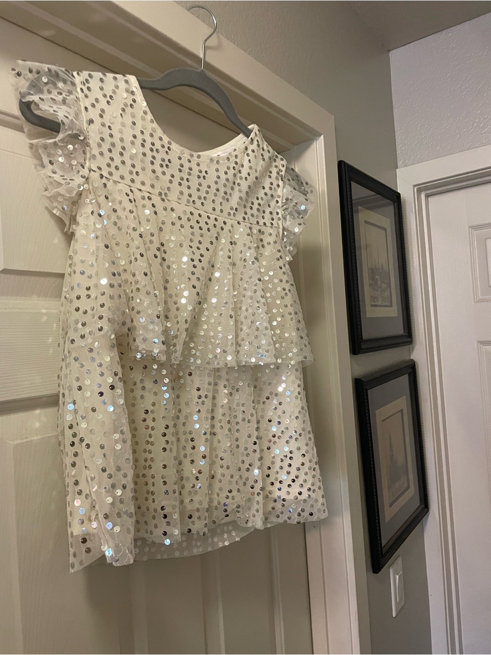 LC Lauren Conrad Ivory Top with Silver Sequins